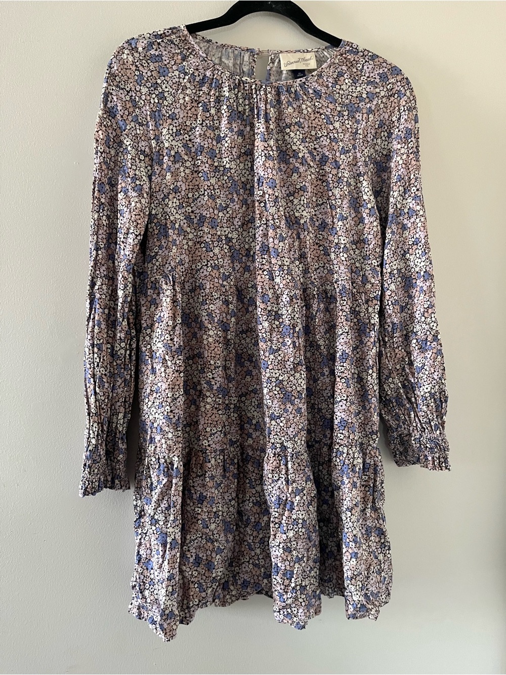 Universal Thread Pink Ditsy Floral Peasant Long Sleeve Mini Dress XS Cottagecore